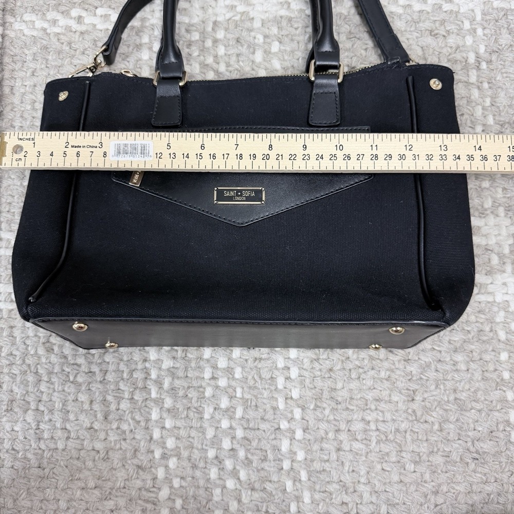Saint‎ Sofia London Black Canvas Satchel Crossbody Gold Hardware Structured Bag - Picture 9 of 11